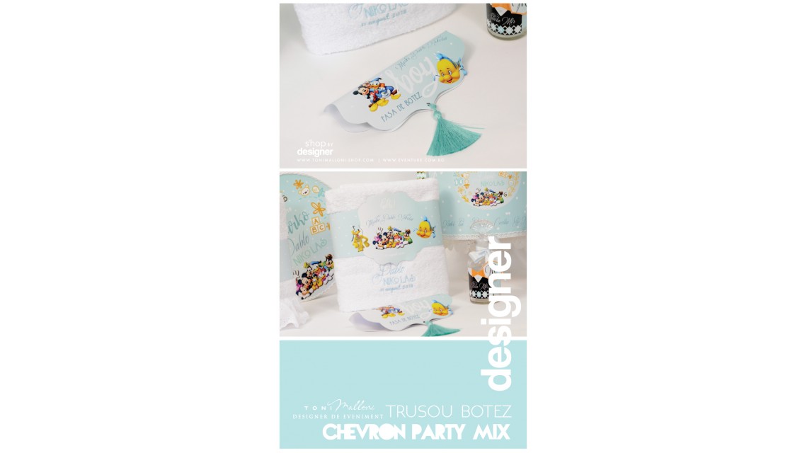 Trusou de botez brodat pentru baieti personaje din desene, Chevron Party Mix 6